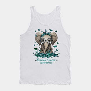 Ovarian Cancer Awareness Elephant Ribbon Tank Top